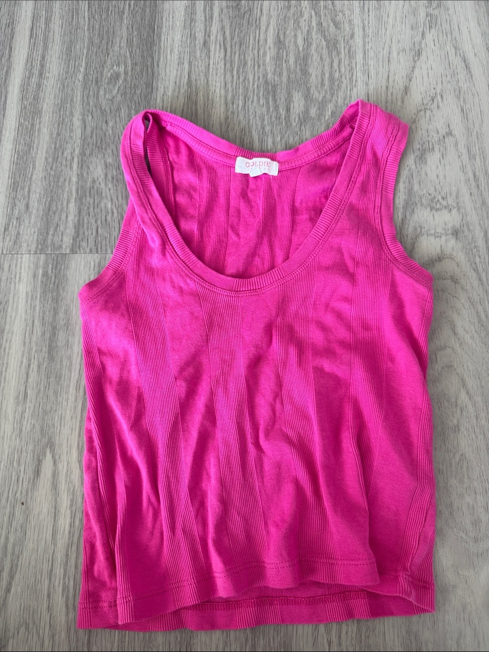 Goldie Hot Pink Ribbed Scoop Neck Tank